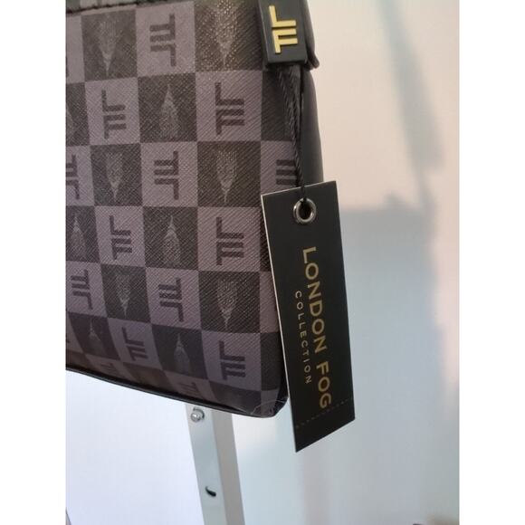 LONDON FOG Black Gray Addison Tower Monogram Purse Shoulder Bag Crossbody NWT - Picture 6 of 8